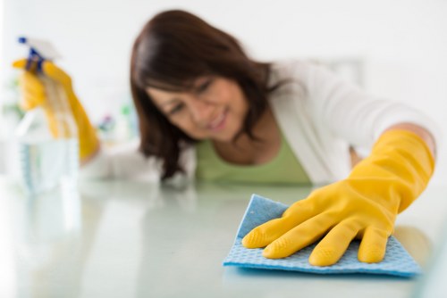 Cleaning equipment and reusable supplies arranged for sustainable operation