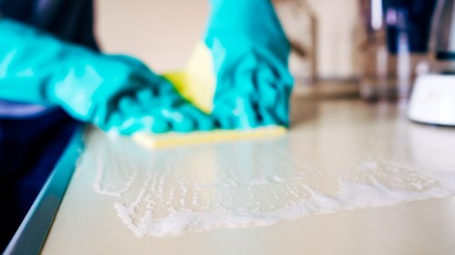 Professional reviewing carpet cleaning concern details